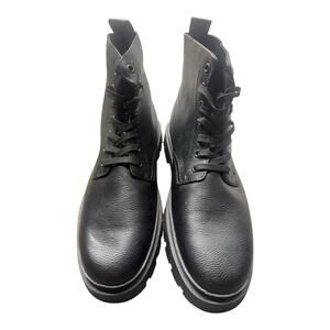 ZARA Men's 45 11.5-12 Black Lace Up Textured Ankle Boots 2283 Monochrome